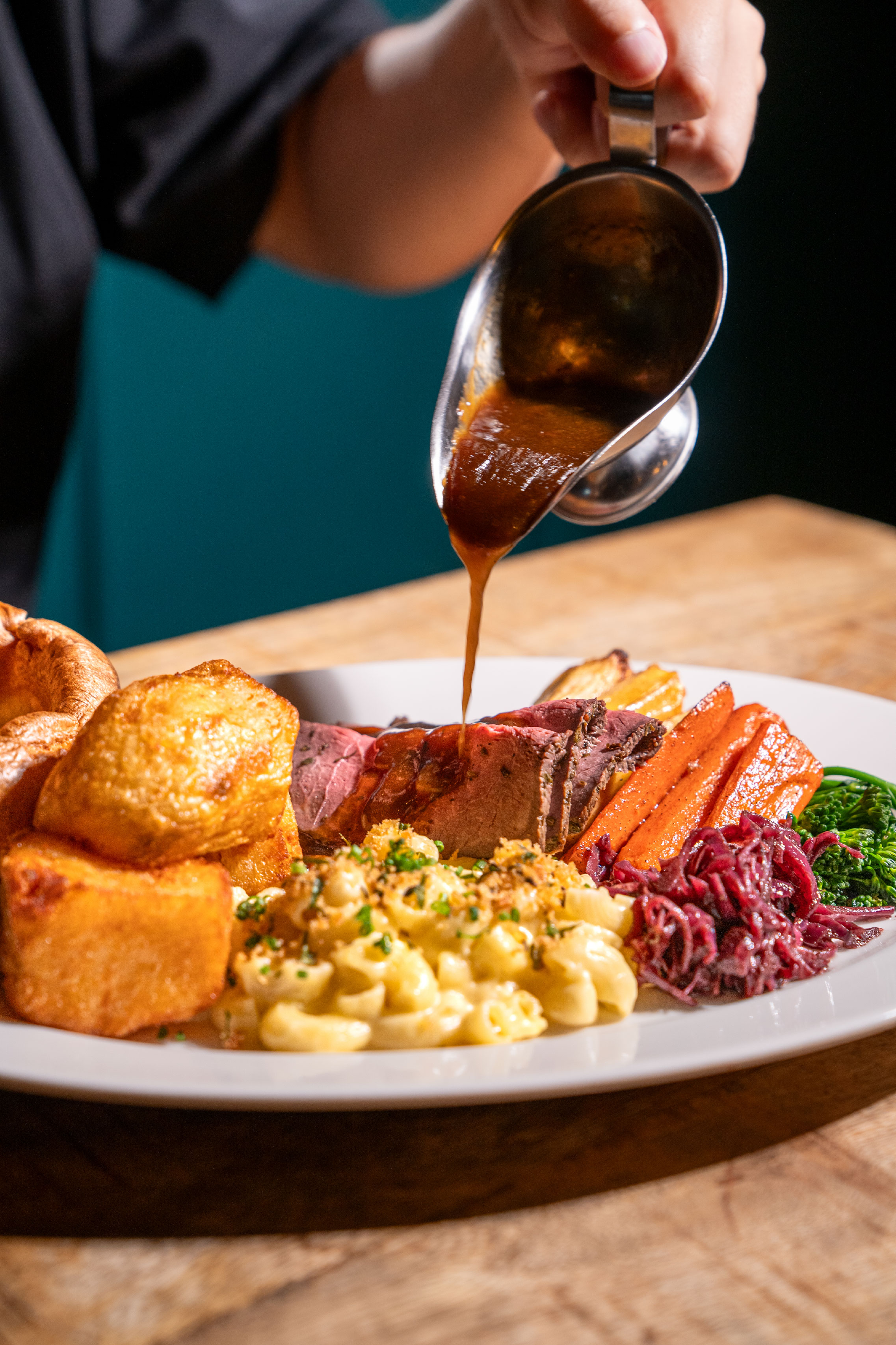 Traditional British Sunday roast at The Black Horse